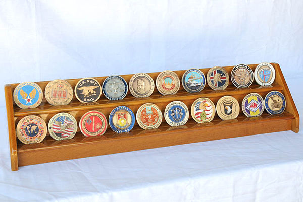 2 Row Coin Display Rack Oak
